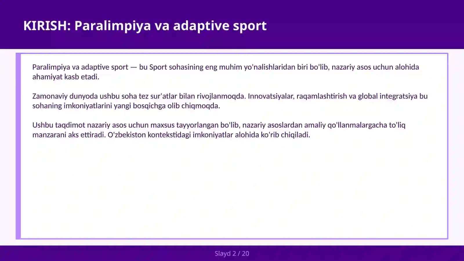 Paralimpiya va Adaptive Sport 2