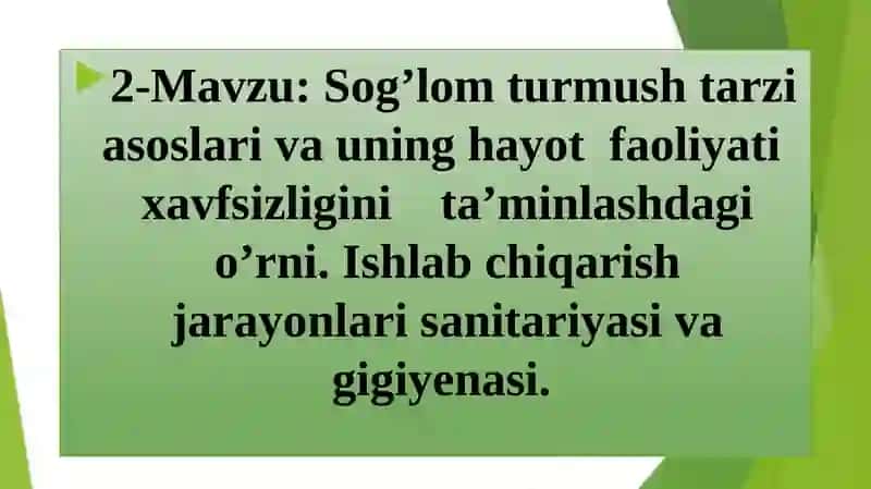 HAYOT FAOLIYATI XAVFSIZLIGI 2