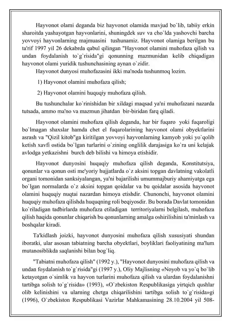 Hayvonot olamidan foydalanish va muhofaza qilish 2