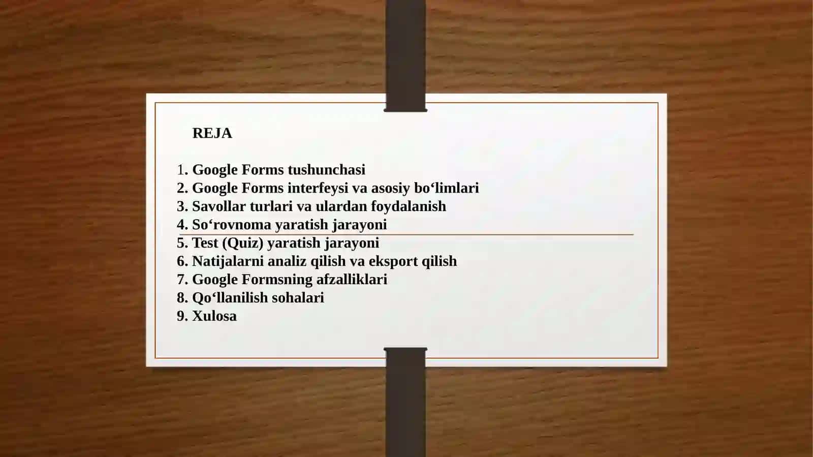 GOOGLE FORMSDA ONLAYN SO‘ROVNOMALAR VA TESTLARYARATISH 2
