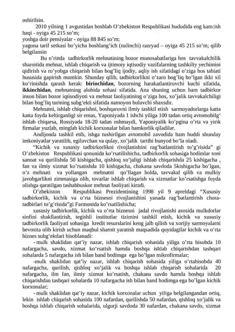 Kichik biznes va korxonalar 2