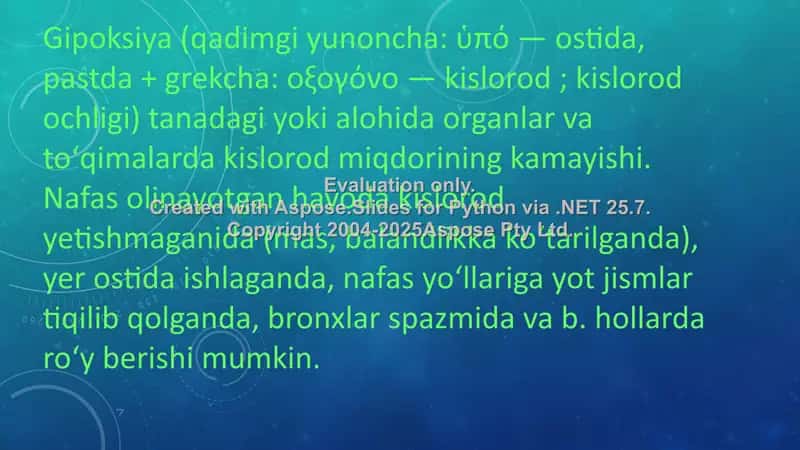 Gipoksiya va uning turlari 2