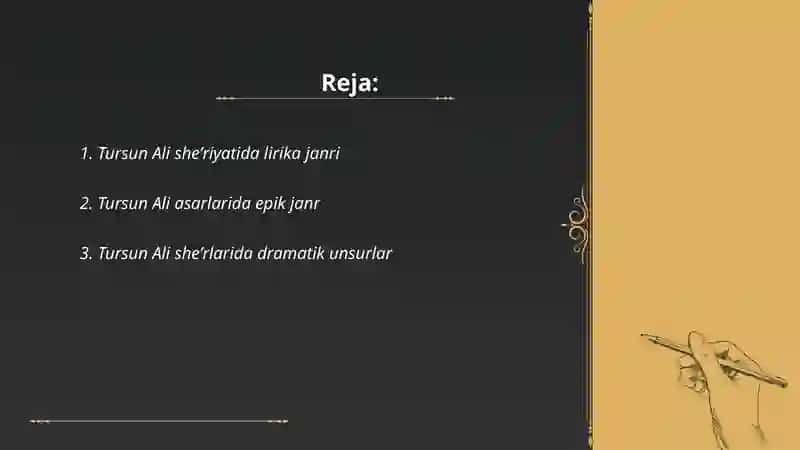 Tursun Ali sheʼriyatining janr xususiyatlari. 2