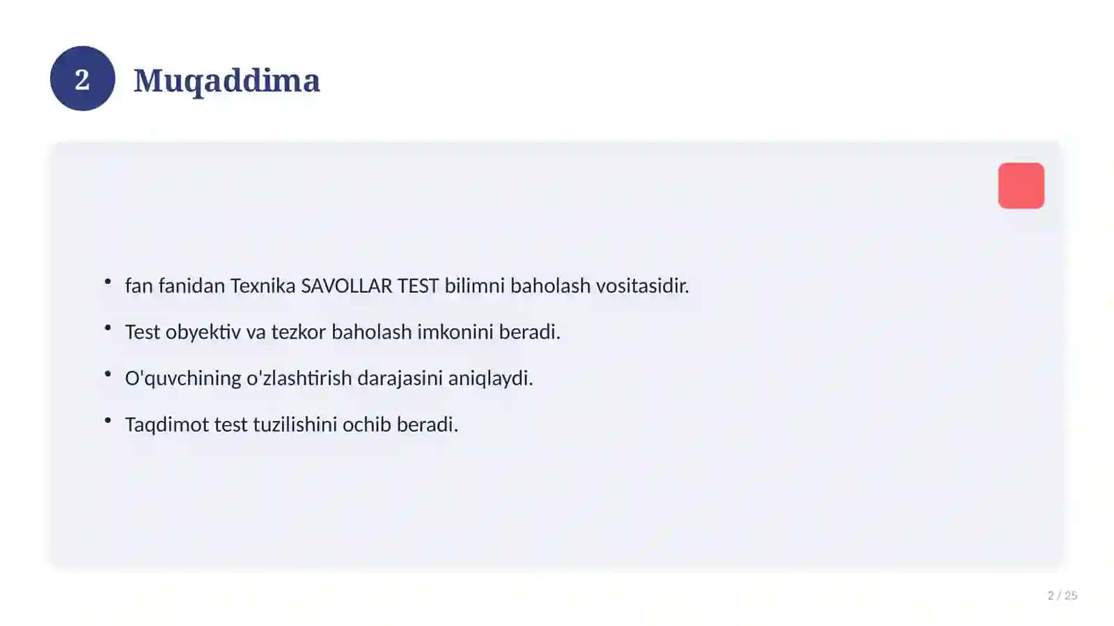 Texnika SAVOLLAR TEST 2