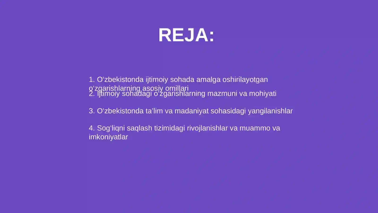 O‘zbekistonda ijtimoiy sohada amalga oshirilayotgan o‘zgarishlar 2