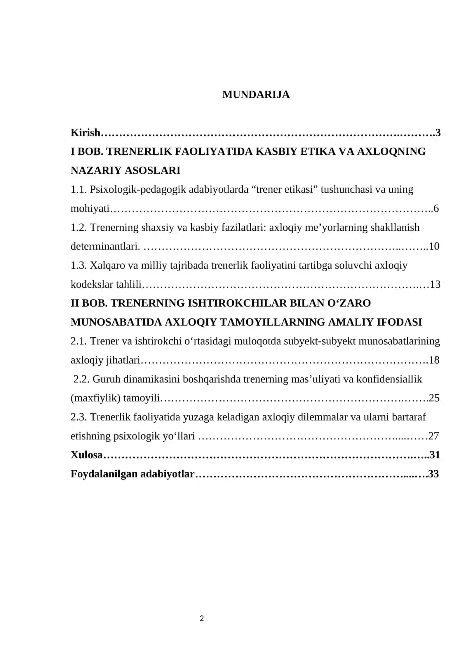 Trenerning ahloqiy me'yorlari. 2