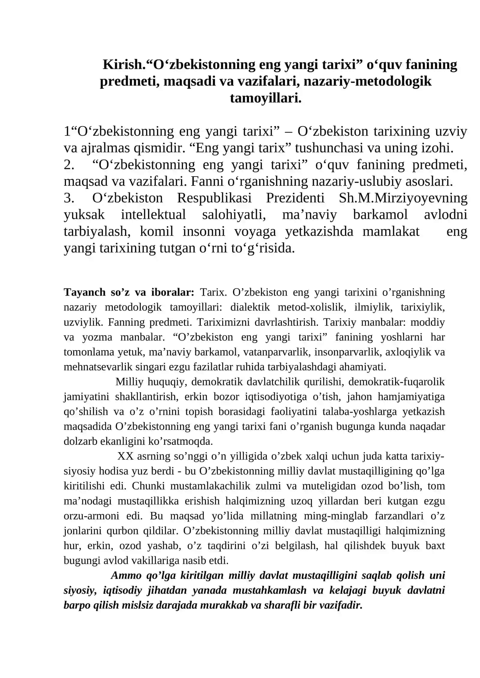 O‘zbekistonning eng yangi tarixi 2