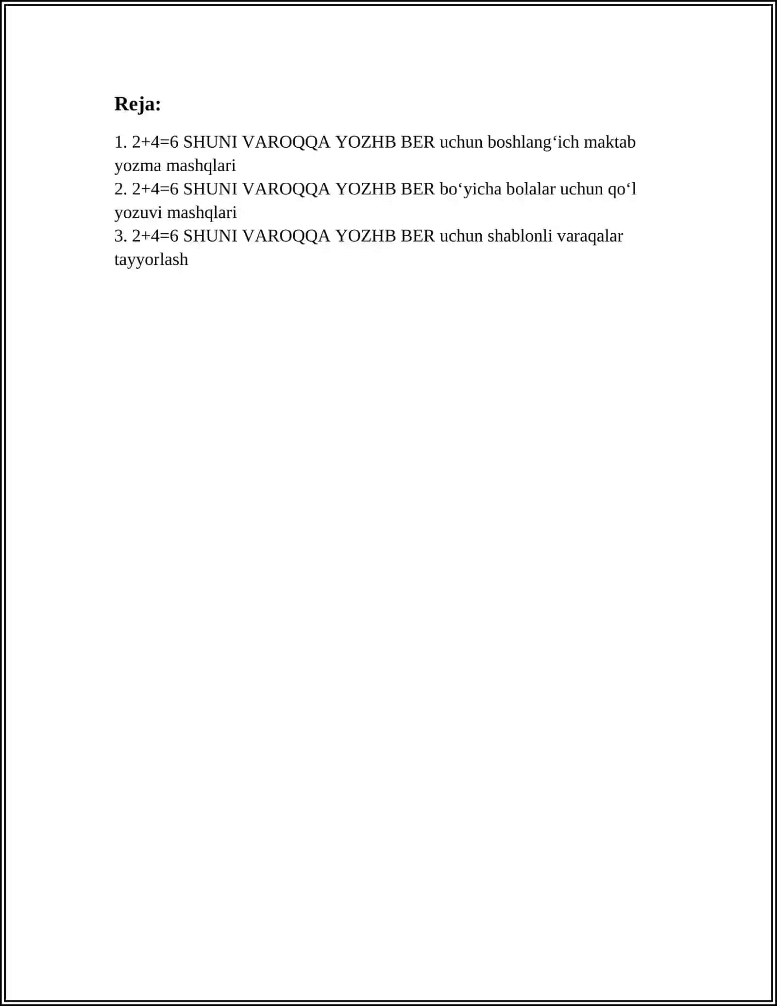 2+4=6 SHUNI VAROQQA YOZHB BER 2