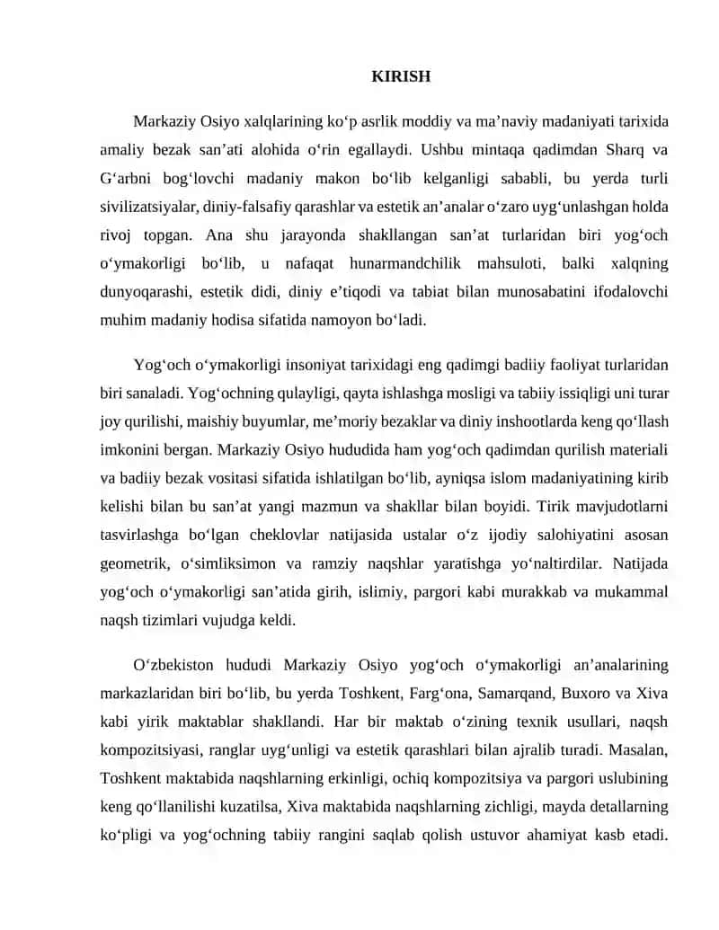 Yog‘och o‘ymakorligi san’ati tarixasi 2