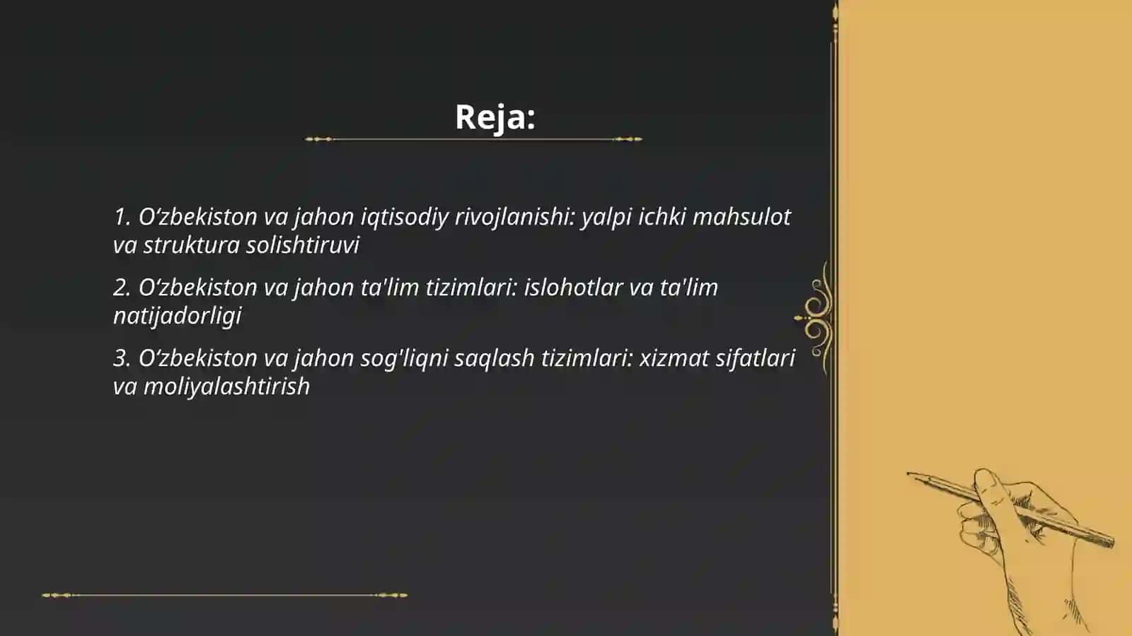 Oʻzbekiston va jahon qiyosiy tahlil 2