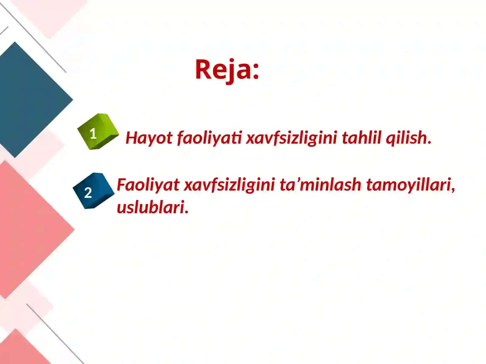 Hayot faoliyati xavfsizligini tahlilqilish 2