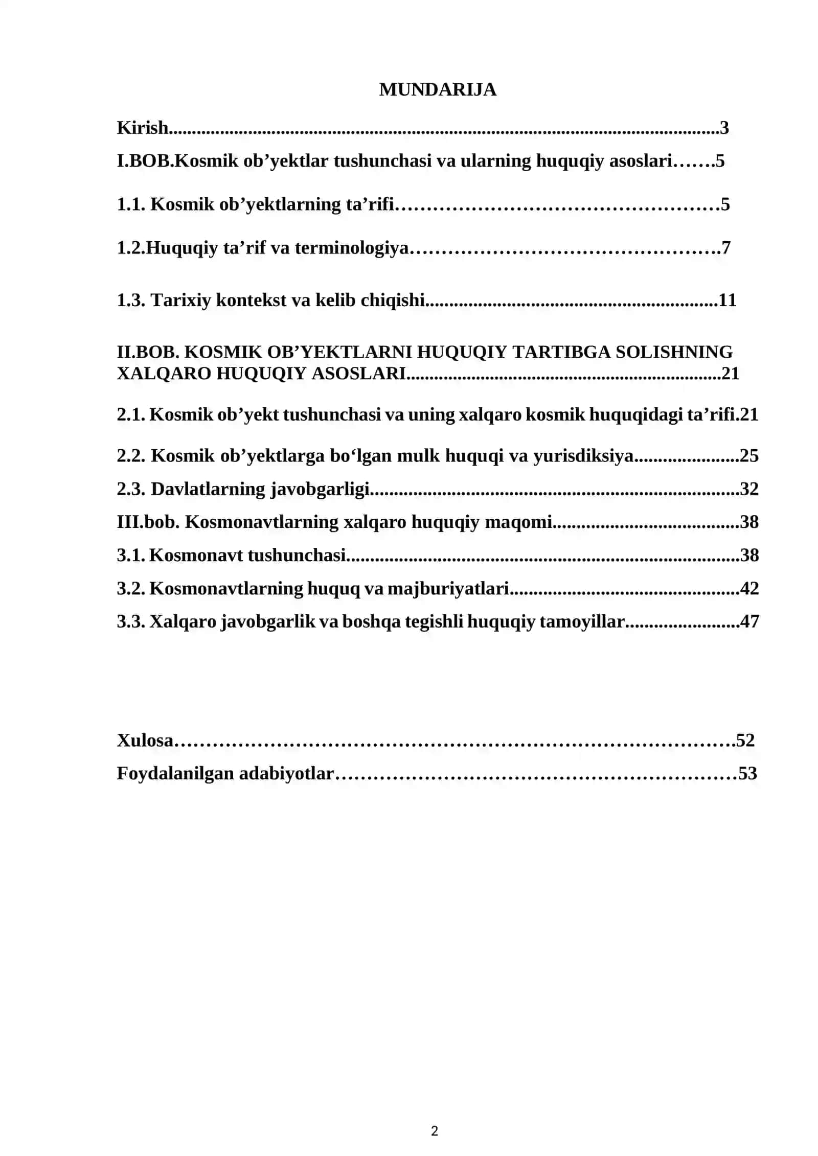 Xalqaro huquqda kosmik ob'yektlar tushunchasi va huquqiy rejimi. Kosmonavtlarning huquqiy maqomi 2