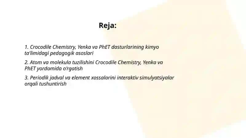 Crocodile Chemistry, Yenka va Phet dasturlarining qo'llanishi 2