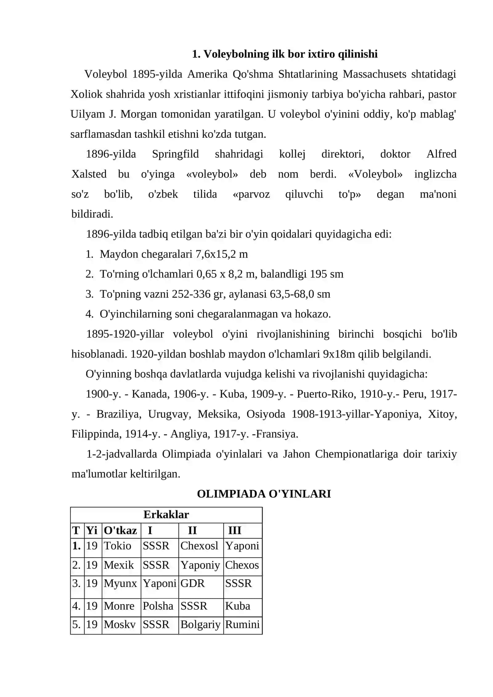 Voleybolning kelib chiqish tarixi 2