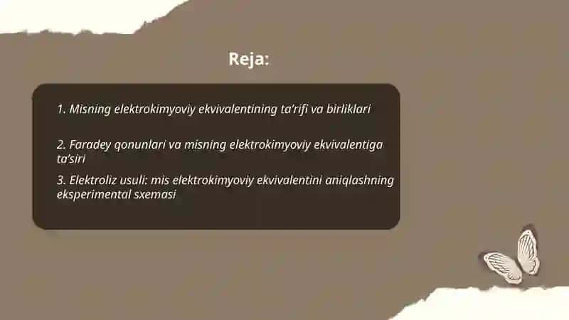 Misning elektrokimyoviy ekvivalentini aniqlash 2