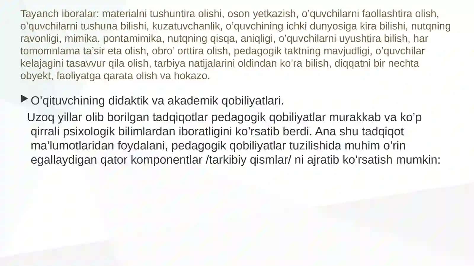 Pedagogik qobiliyatning turlari va ularning tasnifi 2