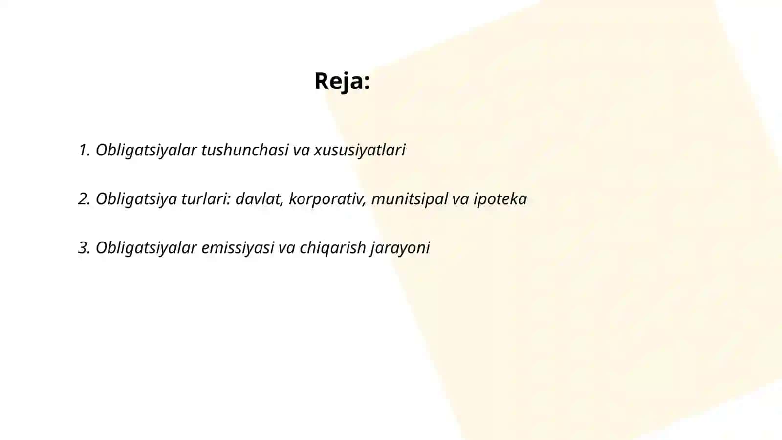 Obligatsiyalar va ularning bozor mexanizmidagi roli 2
