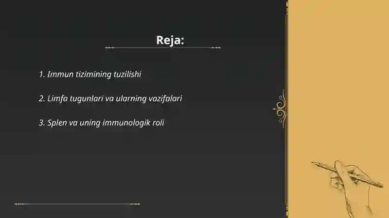 Immun sistemasiga kiruvchi organlarni örganish 2