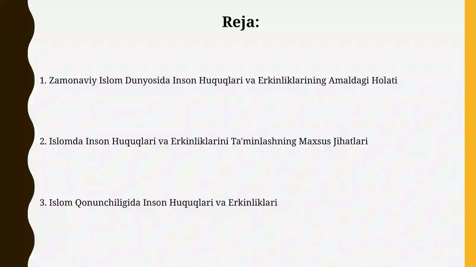 Islomda inson huquq va erkinliklarini ta’minlashing oʻzigaxosjihatlari 2