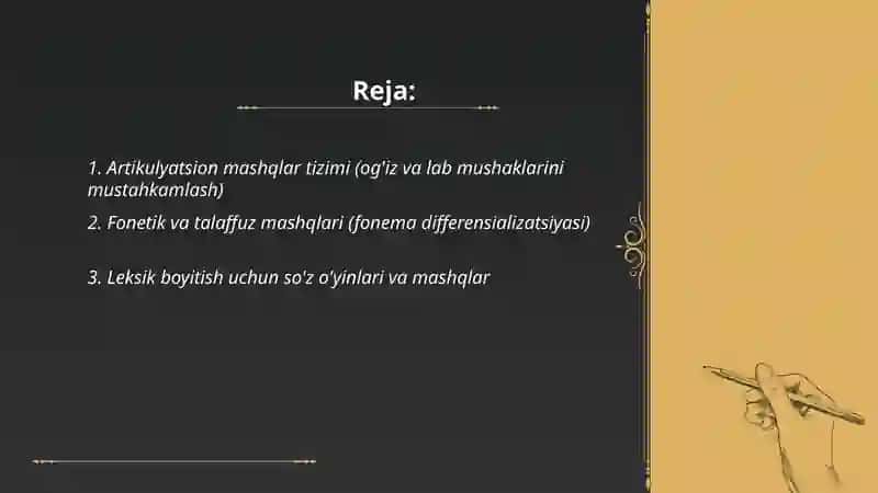 Nutq va savodxonlikni rivojlantirish uchun mashqlar tizimi 2
