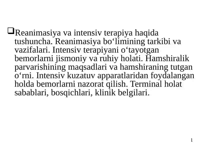 Reanimasiya va intensiv terapiya 2