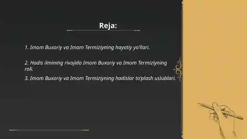 Imom Buxoriy va Imom Termiziyning hadis ilmiga qoʻshgan hissalarini qiyosiy tahlili 2