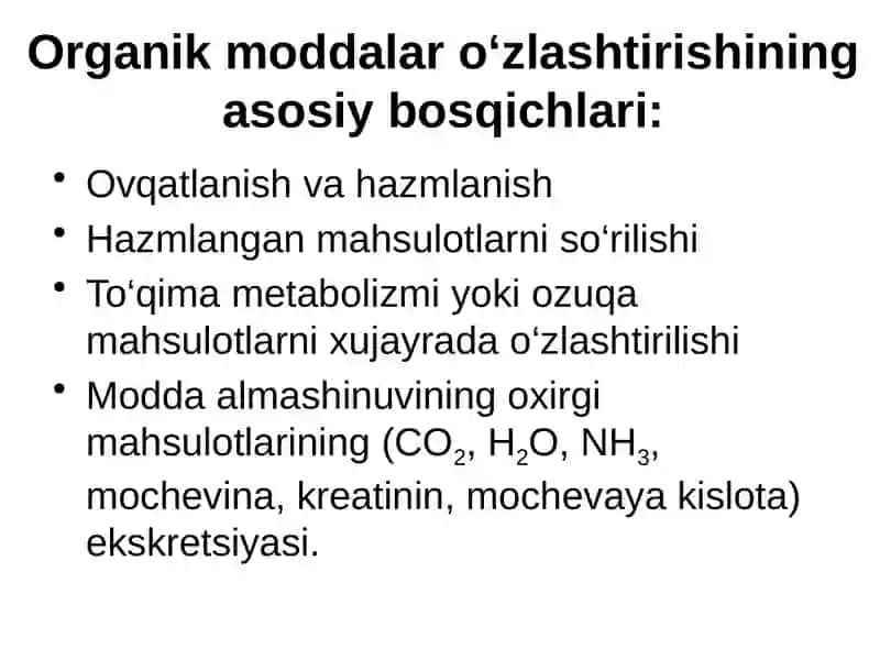 Bioenergetika va metabolizm. Limon sikli. 2