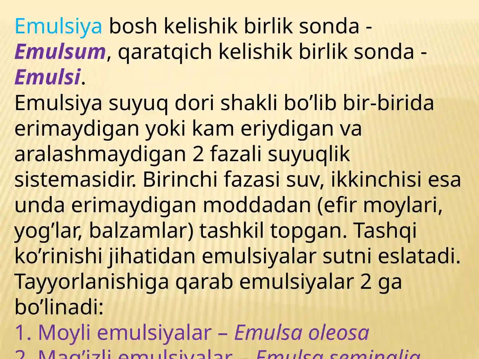 Emulsiyalar,tomchilargaretseptyozish 2