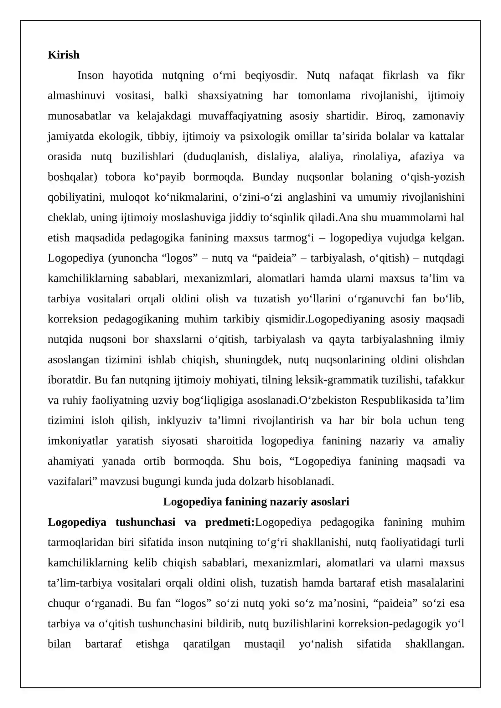 Logopediya fanining maqsadi va vazifalari 2