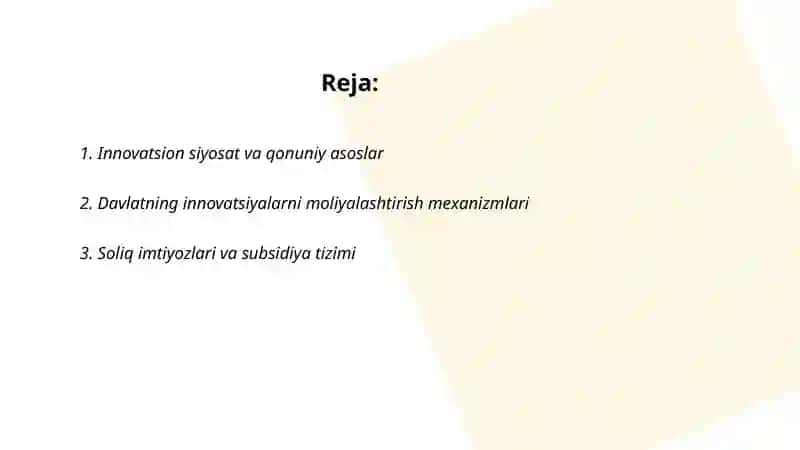 Innovatsion faoliyatni davlat tomonidan tartibga solish 2
