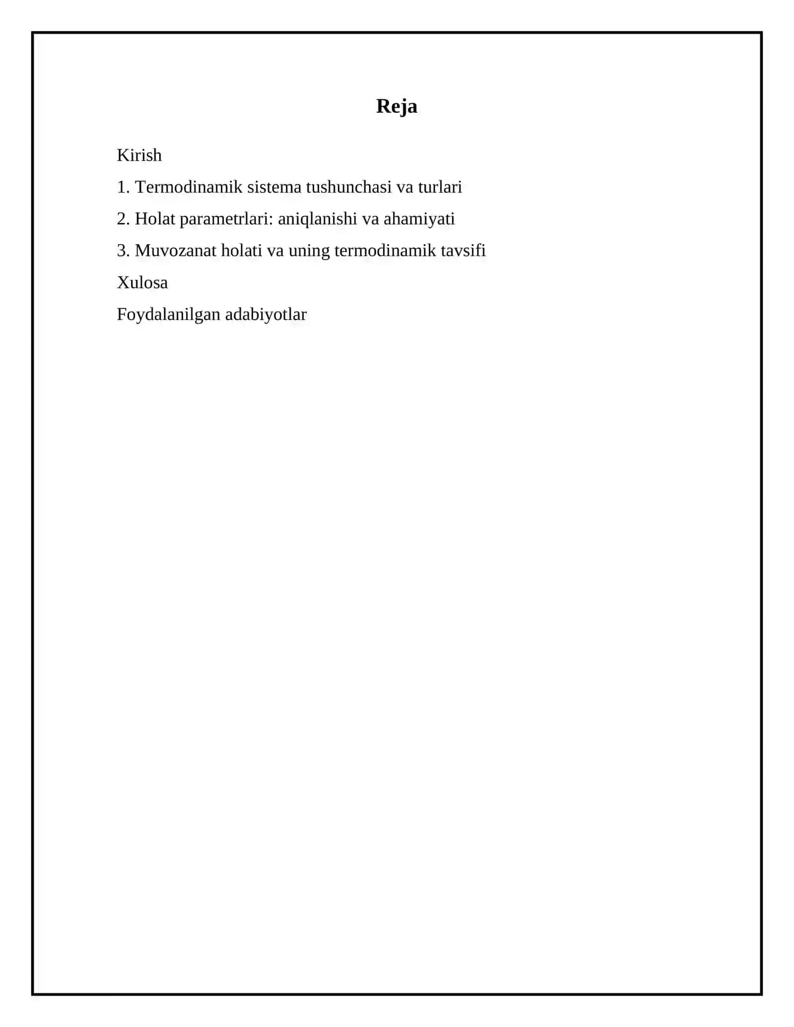 Termodinamik sistema, holat parametrlari va muvozanat 2