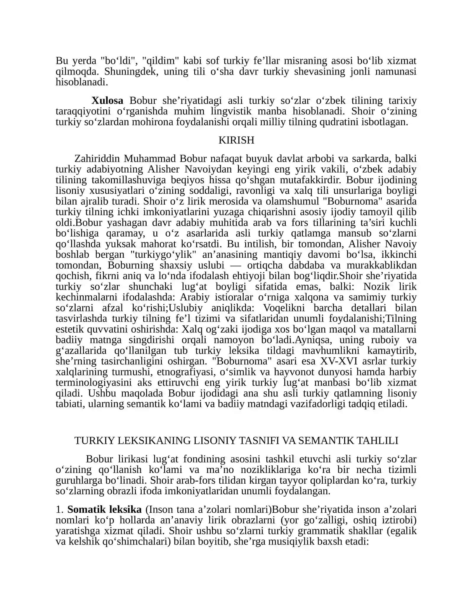 BOBUR SHE’RIYATIDA TUB TURKIY SO‘ZLARNING QO‘LLANILISHI VA LEKSIK-SEMANTIK XUSUSIYATLARI 2