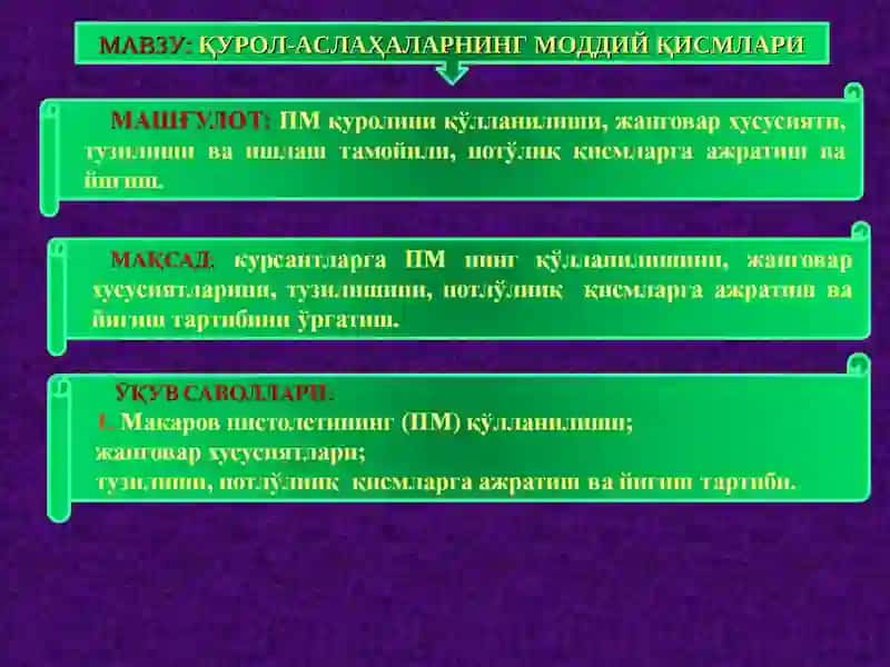 “ҚУРОЛ-АСЛАҲАЛАРНИНГ МОДДИЙ ҚИСМЛАРИ” 2