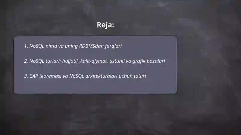 NoSQL maʼlumotlar bazasi: katta hajmdagi malumotlarni saqlashning yangi davri 2