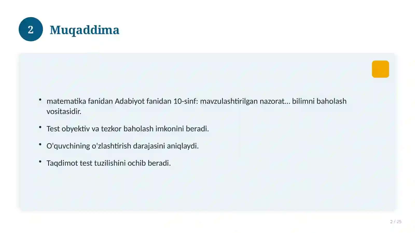 Adabiyot fanidan 10-sinf: mavzulashtirilgan nazorat ishi va tahlil 2