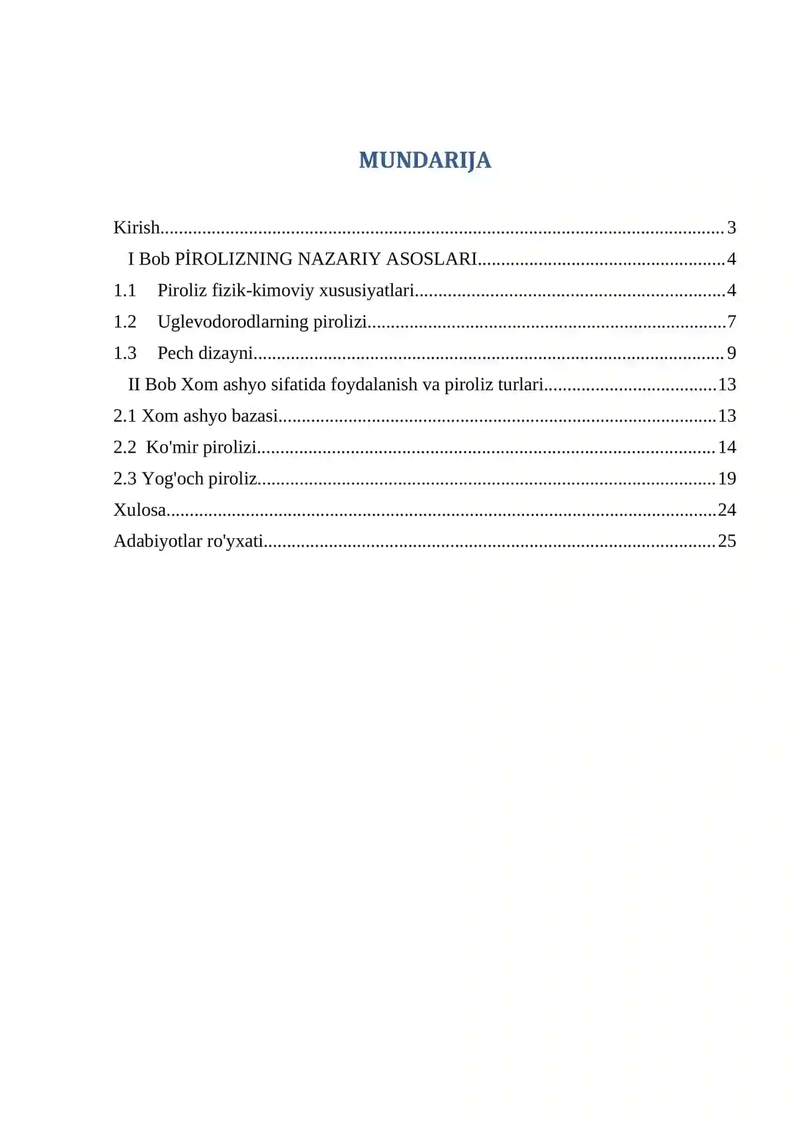 Bob PİROLIZNING NAZARIY ASOSLARI 2