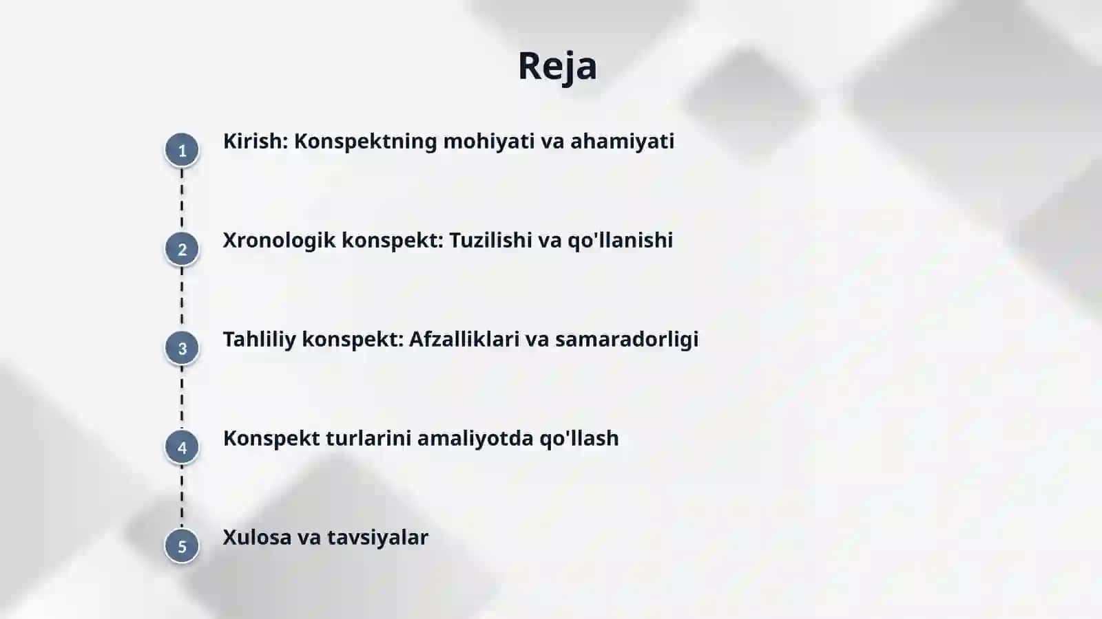 Konspekt turlari, xronologik, tahliliy konspekt (4 ta reja asosida) 2