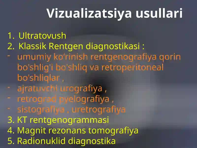 SIYDIK AJRATUVCHI YO'LLAR VA JINSIY AZOLAR KASALLIKLAR NUR TASHXISI 2