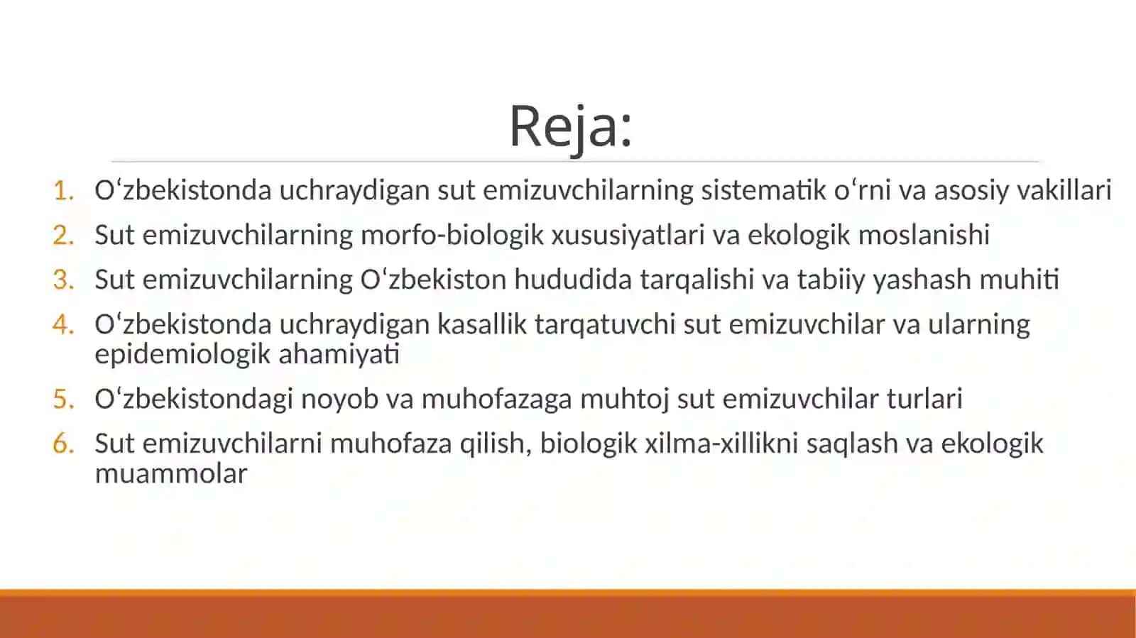 Oʻzbekistonda uchraydigan sutemizuvchilar ,ovlanadigan vakillari, kasallik tarqatuvchi va noyob turlari 2