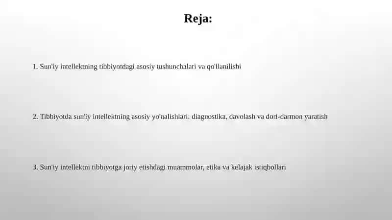 Tibbiyotda Sun'iy Intellektga Kirish 2