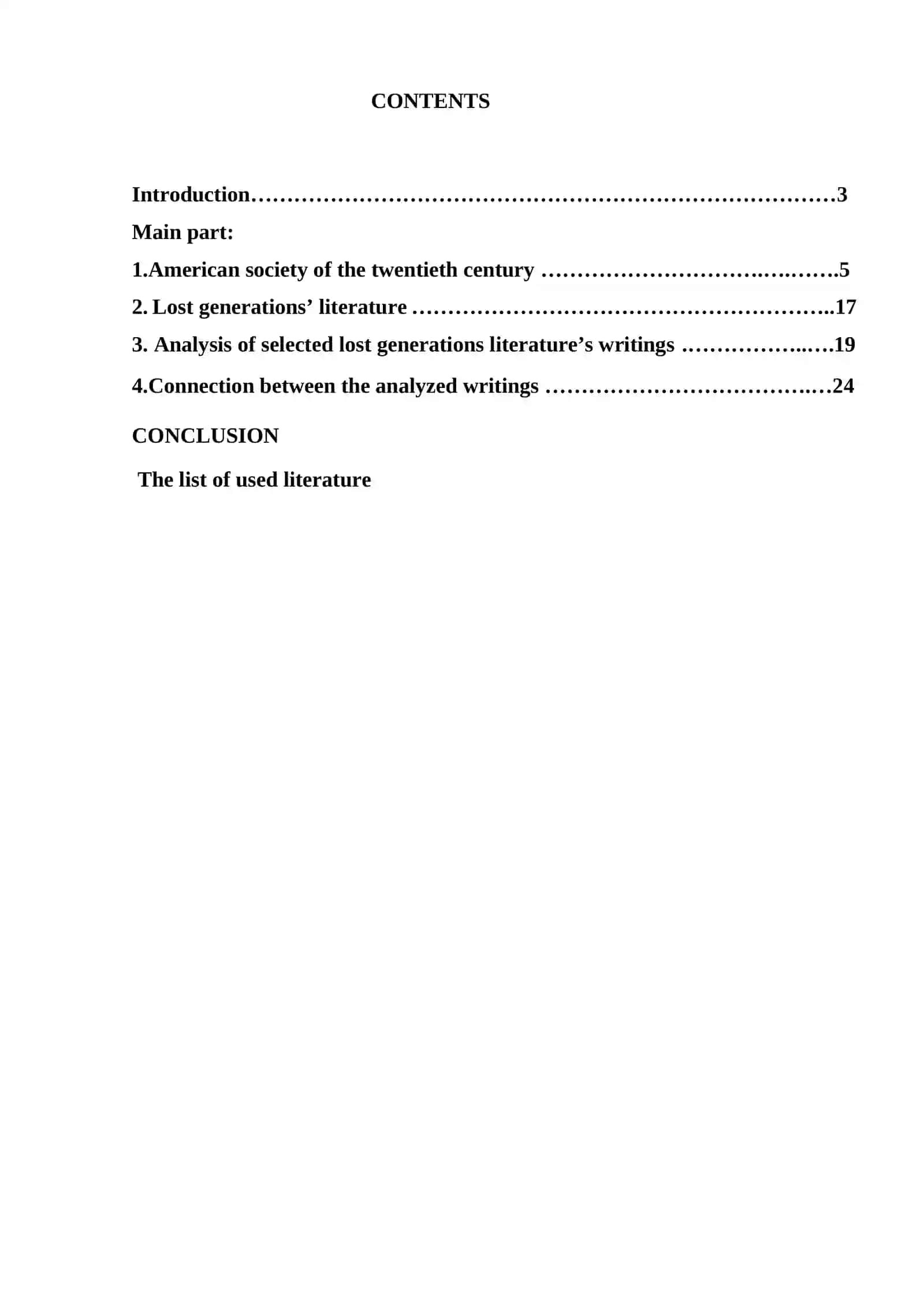 Course Work on Lost Generations in American Literature 2