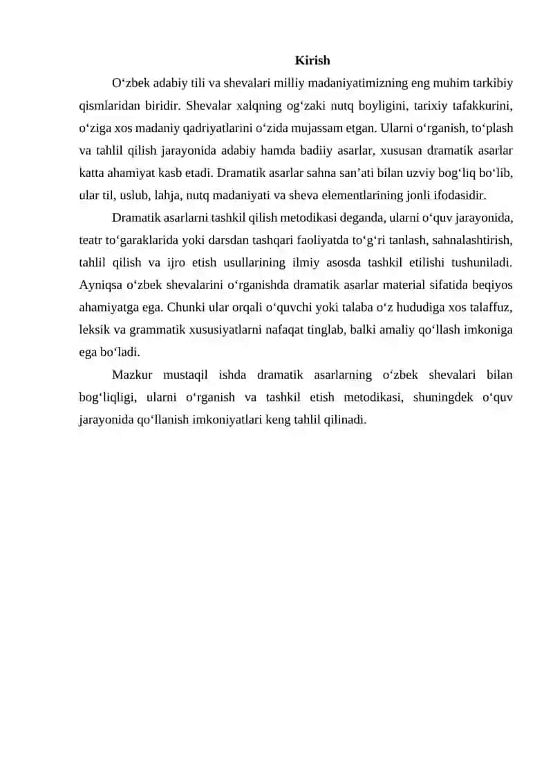 Dramatik asarlarni tashkil qilish metodikasi 2