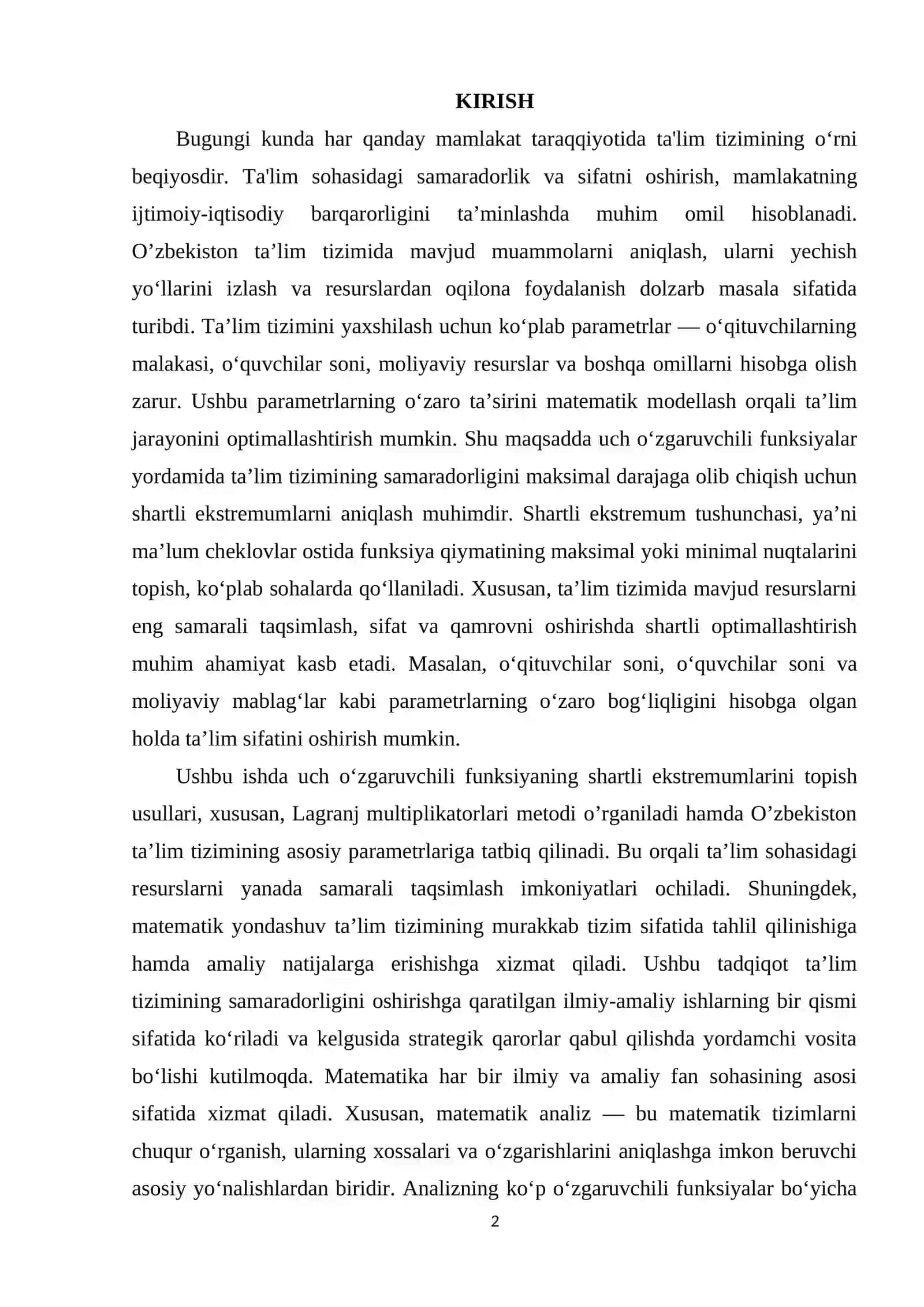 UCH O'ZGARUVCHILI FUNKSIYANING SHARTLI EKSTREMUMLARI 2