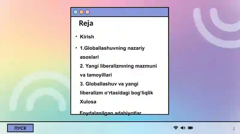 GLOBALLASHUV VA YANGI LIBERALIZM 2