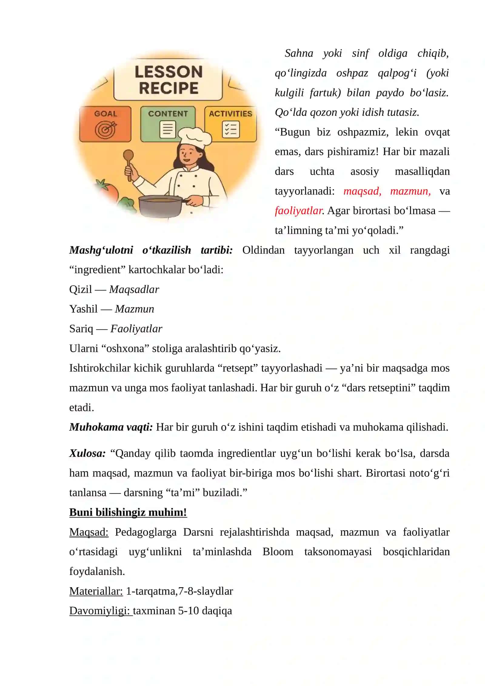 Darsni Rejalashtirishda Maqsad 2