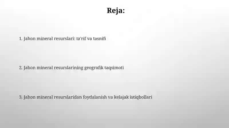 Jahon mineral resurslari 2