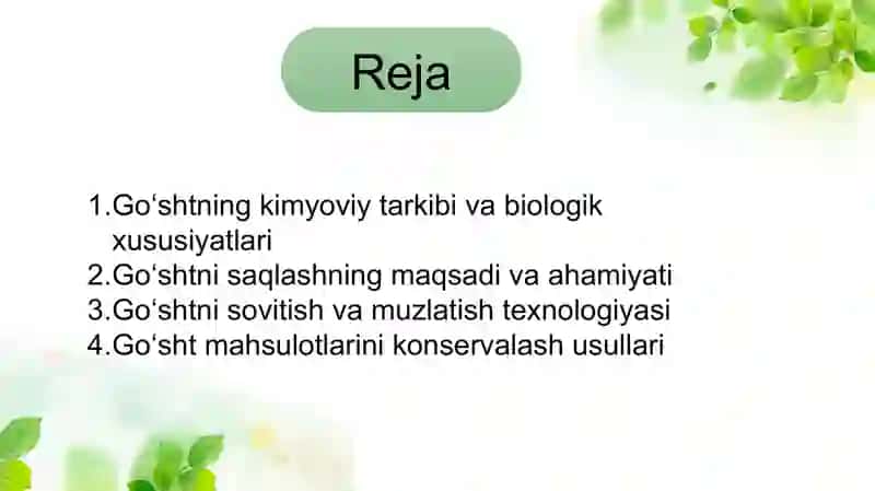 Goʻsht va goʻsht mahsulotlarini saqlash texnalogiyasi 2