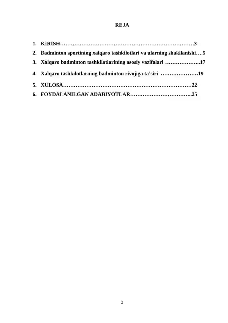 Badminton sportining xalqaro tashkilotlari va ularning roli 2