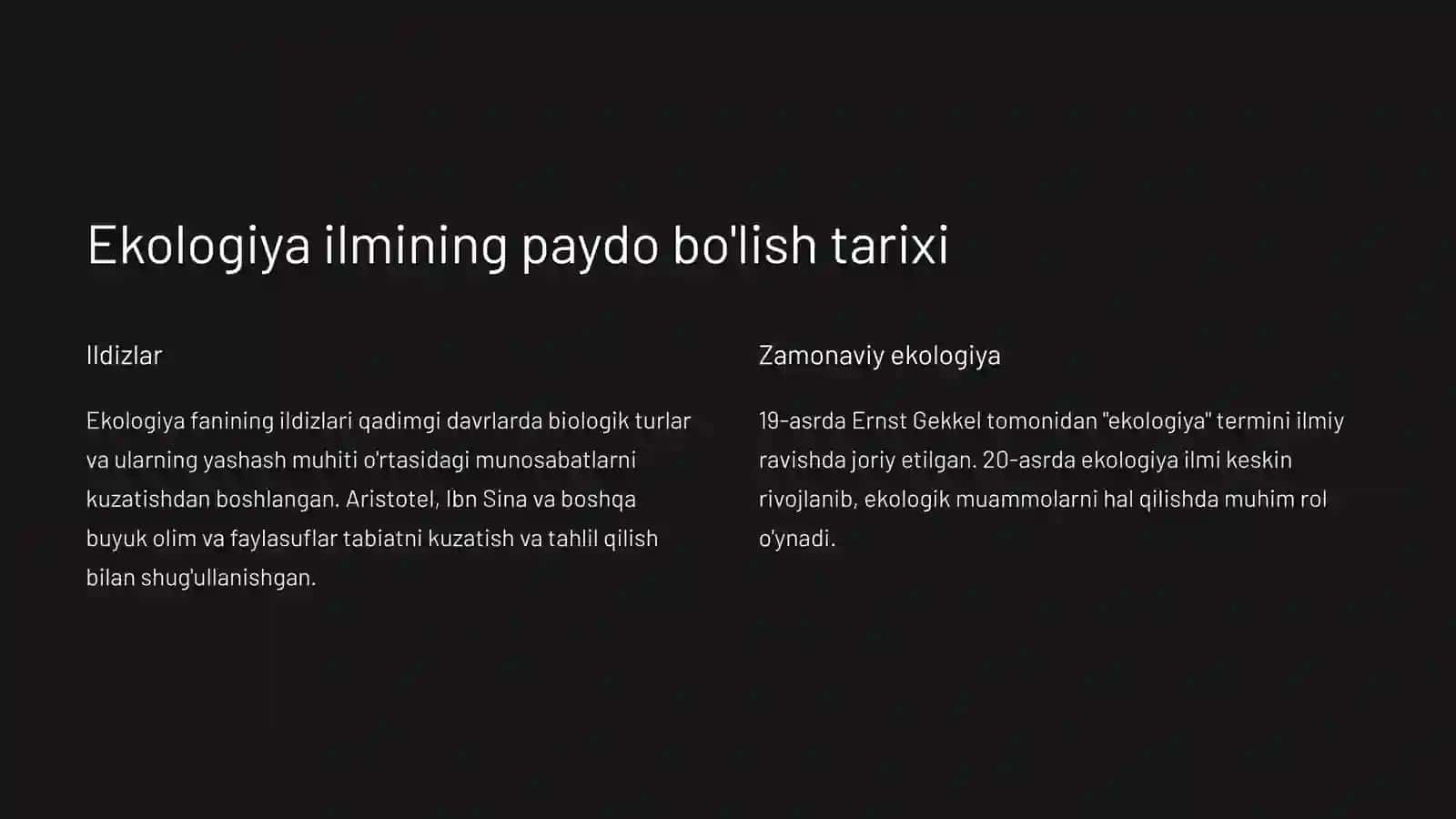 Ekologiya fanining ildizlari 2