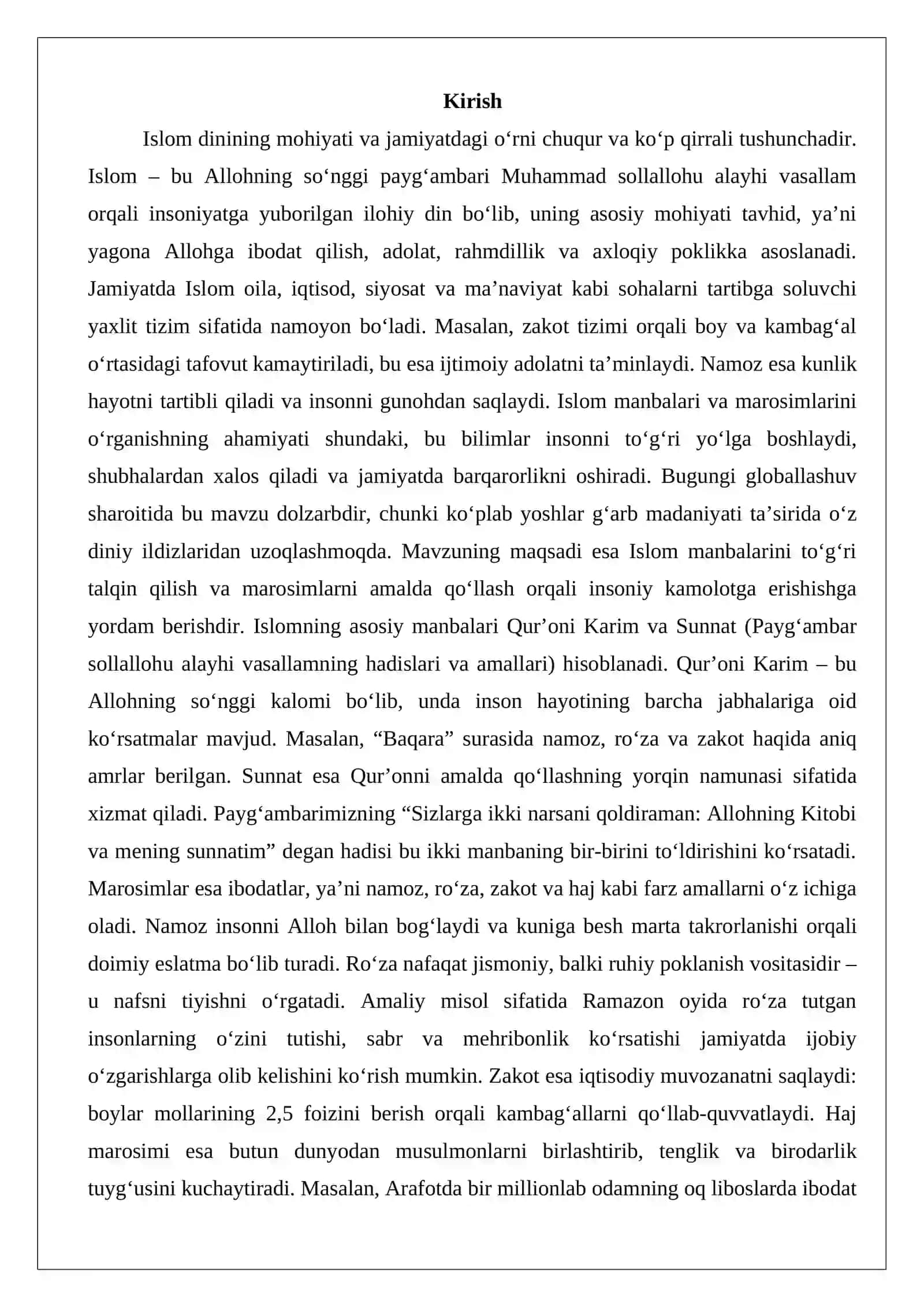 Islom manbalari va marosimlari 2